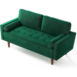 Green velvet online tufted loveseat